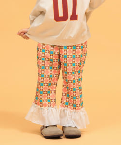 【+10%ポイントUP】タイル柄 裾 フリル パンツ 2026FW（90～140cm）