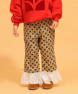 【+10%ポイントUP】タイル柄 裾 フリル パンツ 2026FW（90～140cm）
