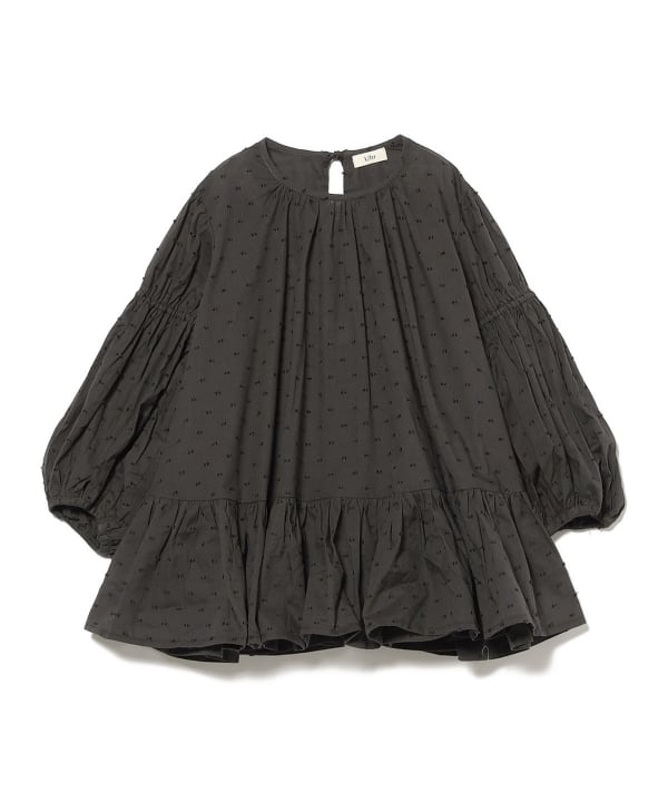 Uhr ドットミニドレス チャコールグレー 長袖ワンピース 110cm