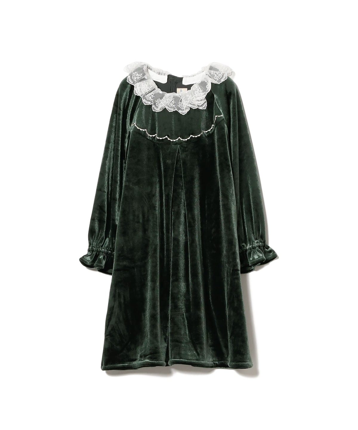 レースカラー ベロア ワンピース(100 140cm) ワンピース GREEN 120 レースカラー ベロア ワンピース(100 140cm) ワンピース GREEN 120