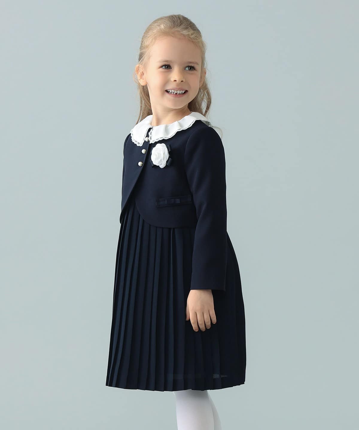 美品 こどもビームス ネイビーフォーマルワンピース 115 美品 こども