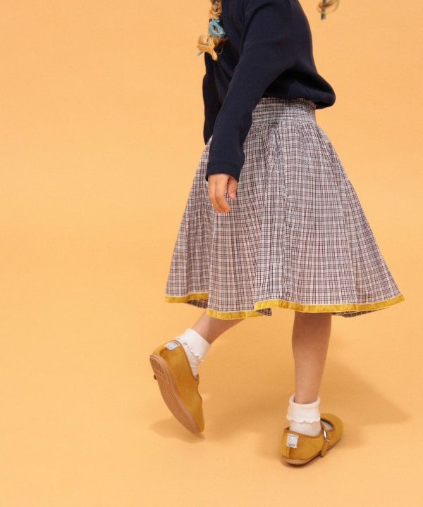 【+10%ポイントUP】チェック プリーツ スカート 2026FW（90～140cm） Model：H104（cm）Size：110