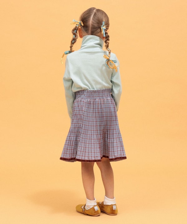 【+10%ポイントUP】チェック プリーツ スカート 2026FW（90～140cm） Model：H104（cm）Size：110