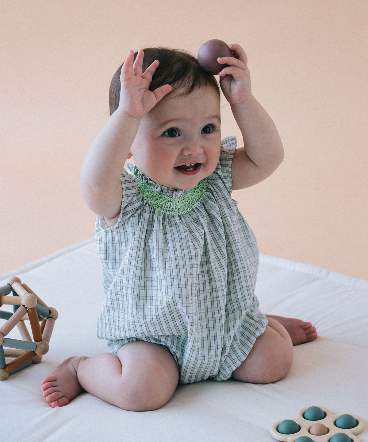 こども ビームス（こども ビームス）ベビー スモッキング ロンパース