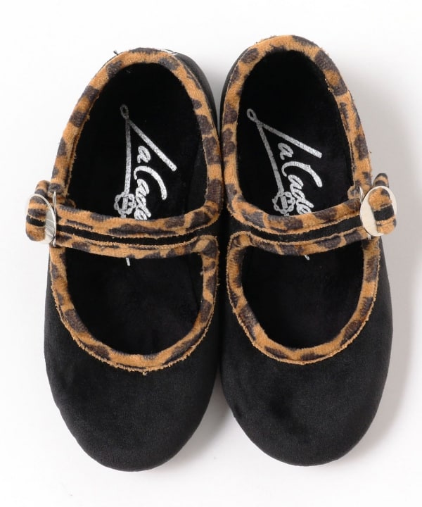 Kodomo BEAMS (Kodomo BEAMS) La Cadena / Leopard trim strap shoes 