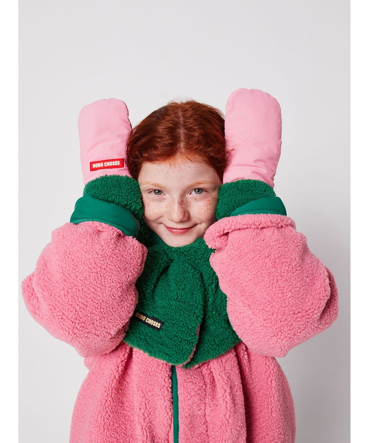 【モアバリエーション開催】BOBO CHOSES ボボショーズ / キッズ バイカラー ミトン 2025FW（2 11才） ファッション雑貨 PINK M(6-11Y)