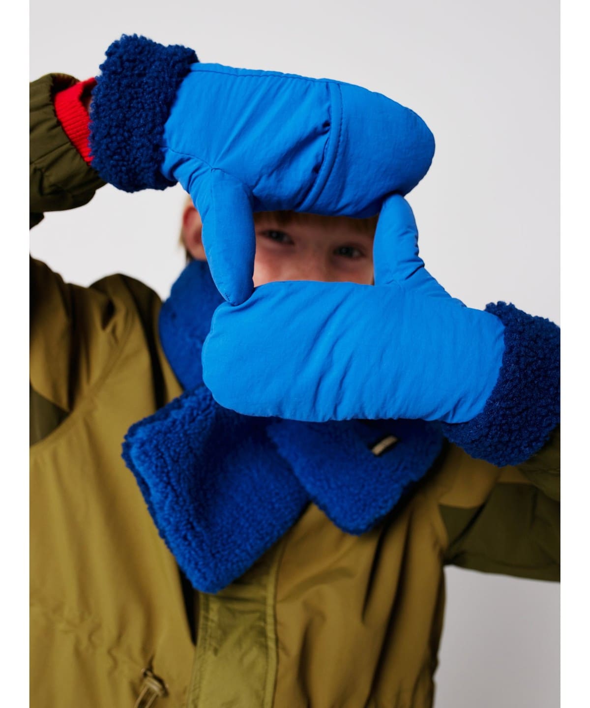 【モアバリエーション開催】BOBO CHOSES ボボショーズ / キッズ バイカラー ミトン 2025FW（2 11才） ファッション雑貨 BLUE S(2-5Y)