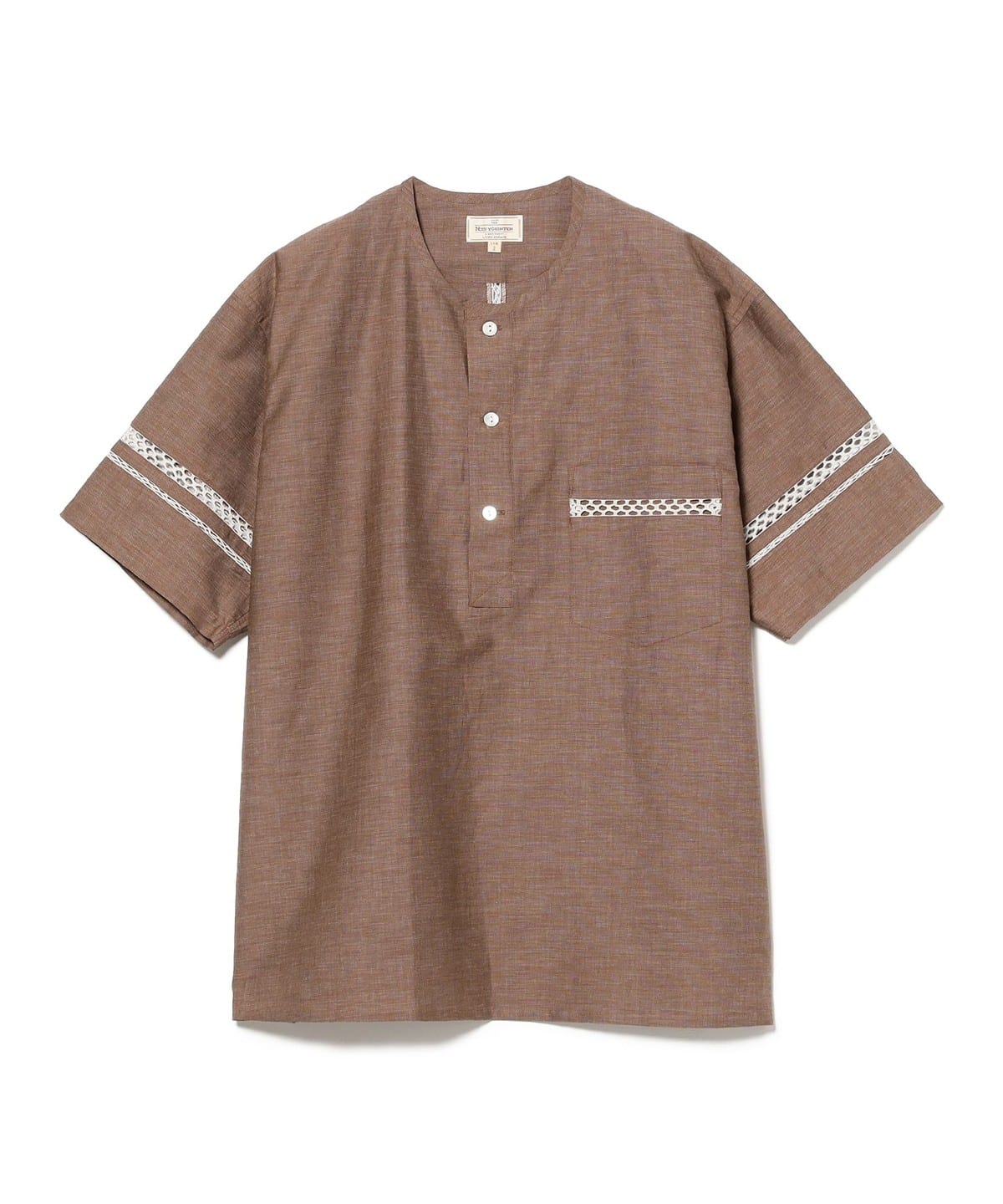 NEZU YOHINTEN / ミドルエージ ヘンリーネック プルオーバー Tシャツ・カットソー MEN BROWN M NEZU YOHINTEN / ミドルエージ ヘンリーネック プルオーバー Tシャツ・カットソー MEN BROWN M