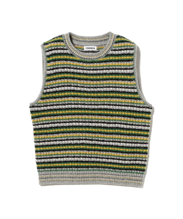 〈WOMEN〉COOHEM / LAMBS COTTON BORDER KNIT VEST