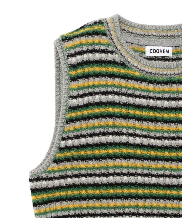 〈WOMEN〉COOHEM / LAMBS COTTON BORDER KNIT VEST