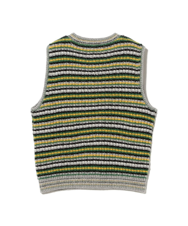〈WOMEN〉COOHEM / LAMBS COTTON BORDER KNIT VEST
