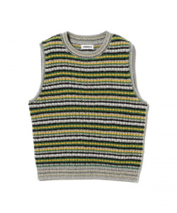 〈WOMEN〉COOHEM / LAMBS COTTON BORDER KNIT VEST