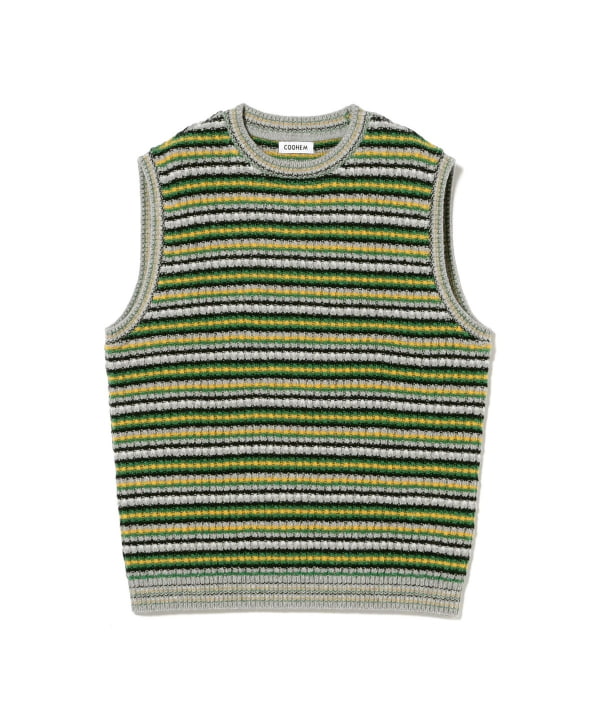 〈MEN〉COOHEM / LAMBS COTTON BORDER KNIT VEST