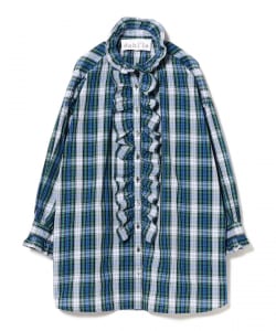 dahl'ia / フロントフリル ロングブラウス チェック