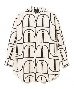 HAVERSACK ATTIRE / ウッドブロックプリント バンドカラーシャツ