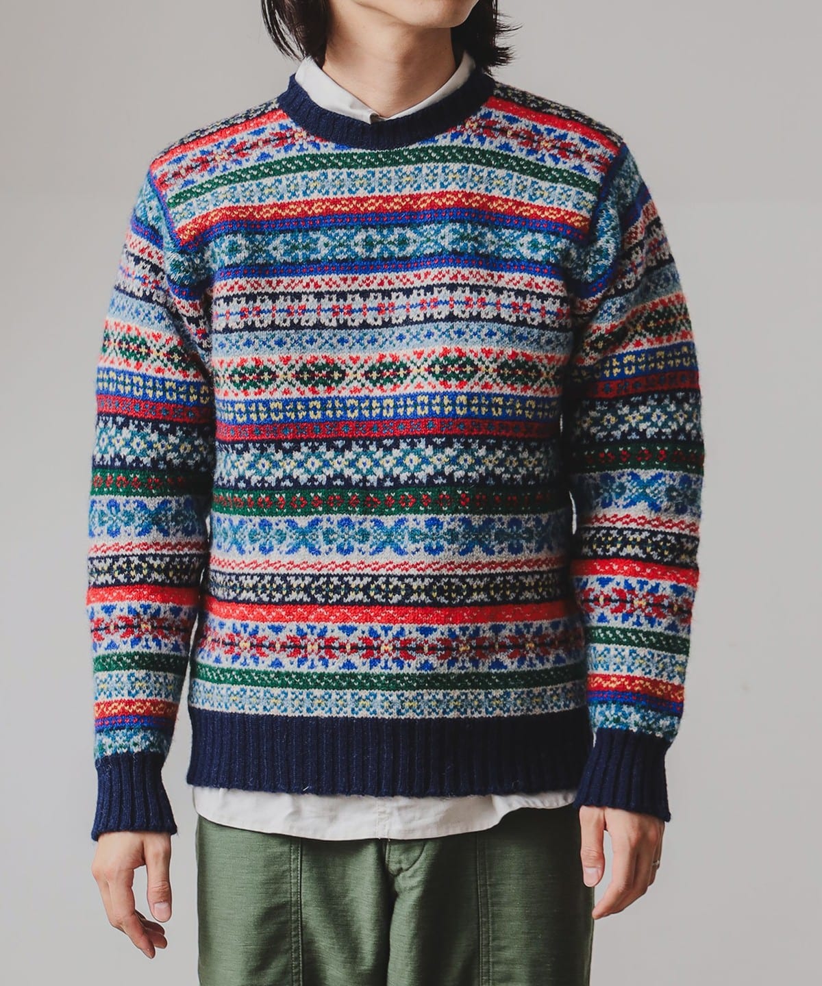 Jamieson's ノルディック柄セーター ネイビー系 fennica（フェニカ）【別注】Jamieson's Knitwear / フェアアイル柄