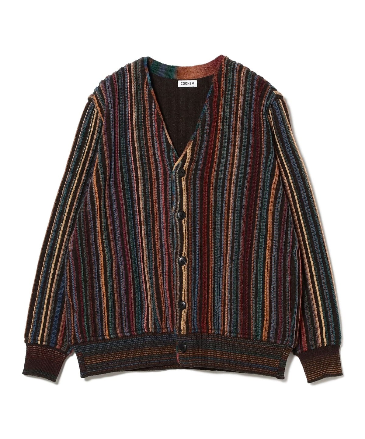 COOHEM コーヘン / KASURI MULTI STRIPE KNIT CARDIGAN カーディガン トップス MEN 44BROWN M COOHEM コーヘン / KASURI MULTI STRIPE KNIT CARDIGAN カーディガン トップス MEN 44BROWN M