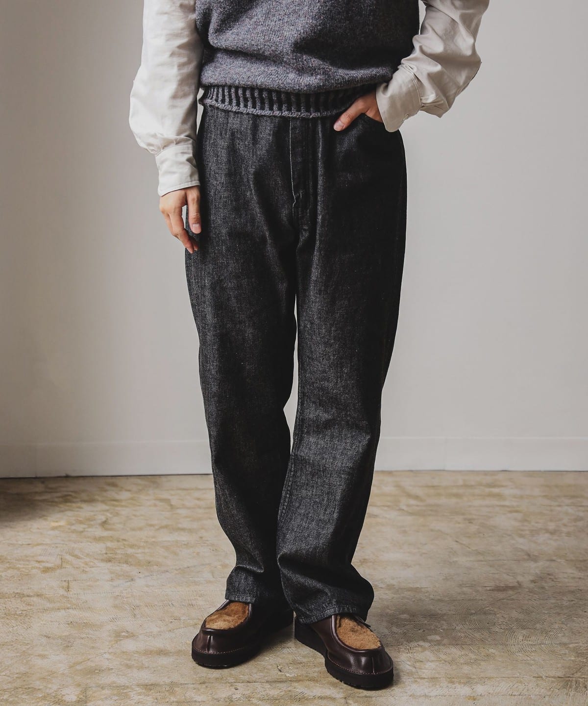NECESSARY or UNNECESSARY ネセサリーオアアンネセサリー / UNIFORM FIT BLACK DENIM デニムパンツ パンツ MEN BLACK 34 NECESSARY or UNNECESSARY ネセサリーオアアンネセサリー / UNIFORM FIT BLACK DENIM デニムパンツ パンツ MEN BLACK 34