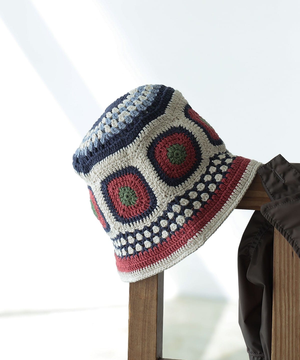 KHWOPA SPIRIT / ニット パネルハット 帽子 WOMEN RED ONE SIZE KHWOPA SPIRIT / ニット パネルハット 帽子 WOMEN RED ONE SIZE