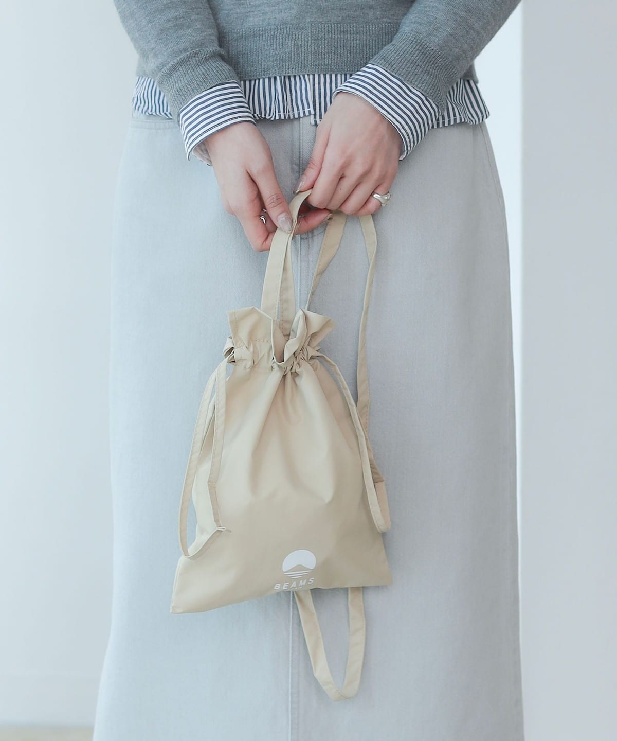 ロゴ 巾着 ショルダー バッグ ② バッグ MEN BEIGE ONE SIZE ロゴ 巾着 ショルダー バッグ ② バッグ MEN BEIGE ONE SIZE