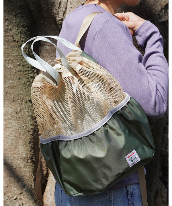 【YAGAIKATSUDOU】神戸ザック IMOCK / メッシュ きんちゃくザック ※商品の色味は白背景商品単体で撮影した画像をご参照ください。