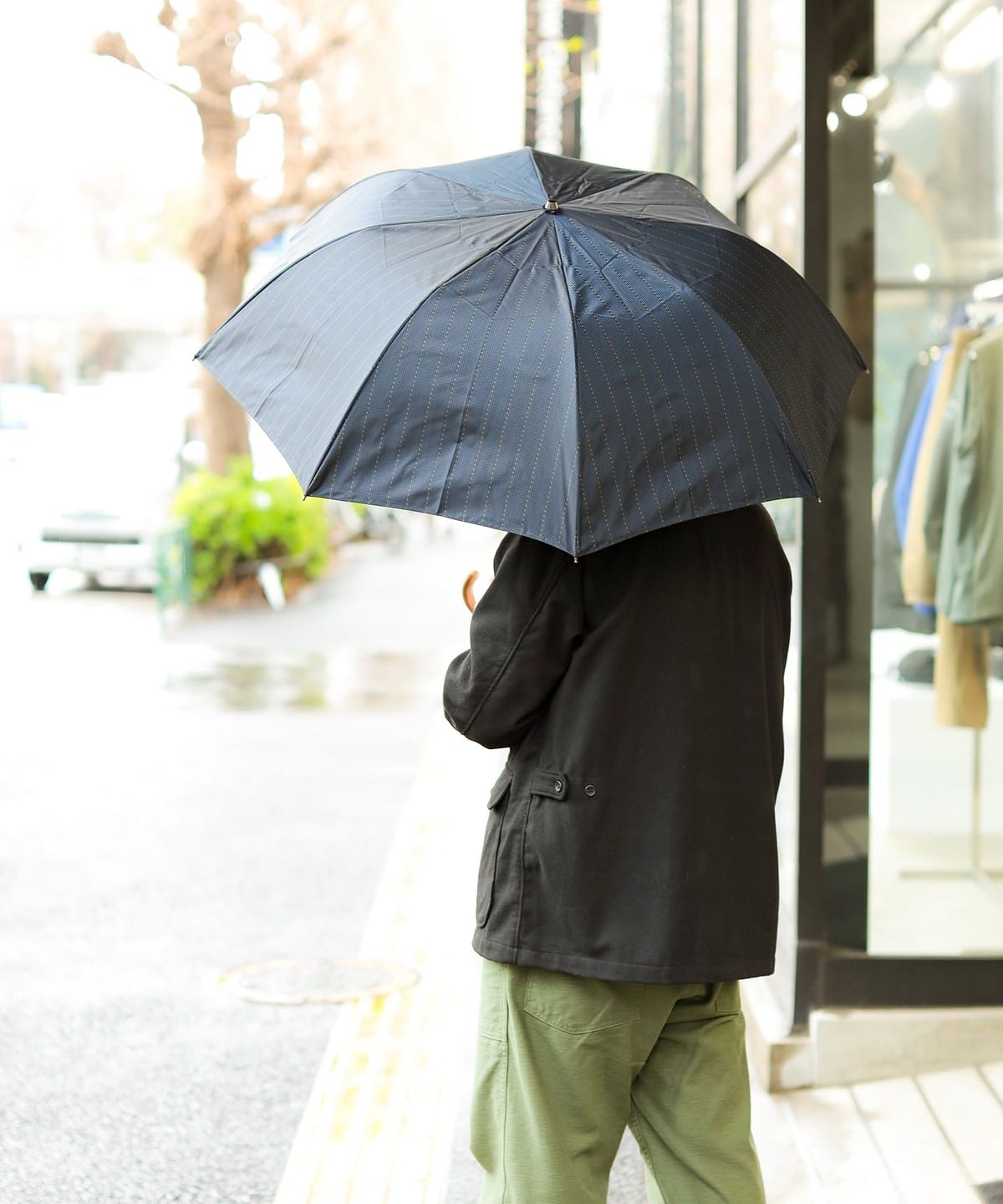 槙田商店 マキタショウテン / Shade check 折りたたみ傘 ファッション雑貨 MEN NAVYストライプ ONE SIZE 槙田商店 マキタショウテン / Shade check 折りたたみ傘 ファッション雑貨 MEN NAVYストライプ ONE SIZE