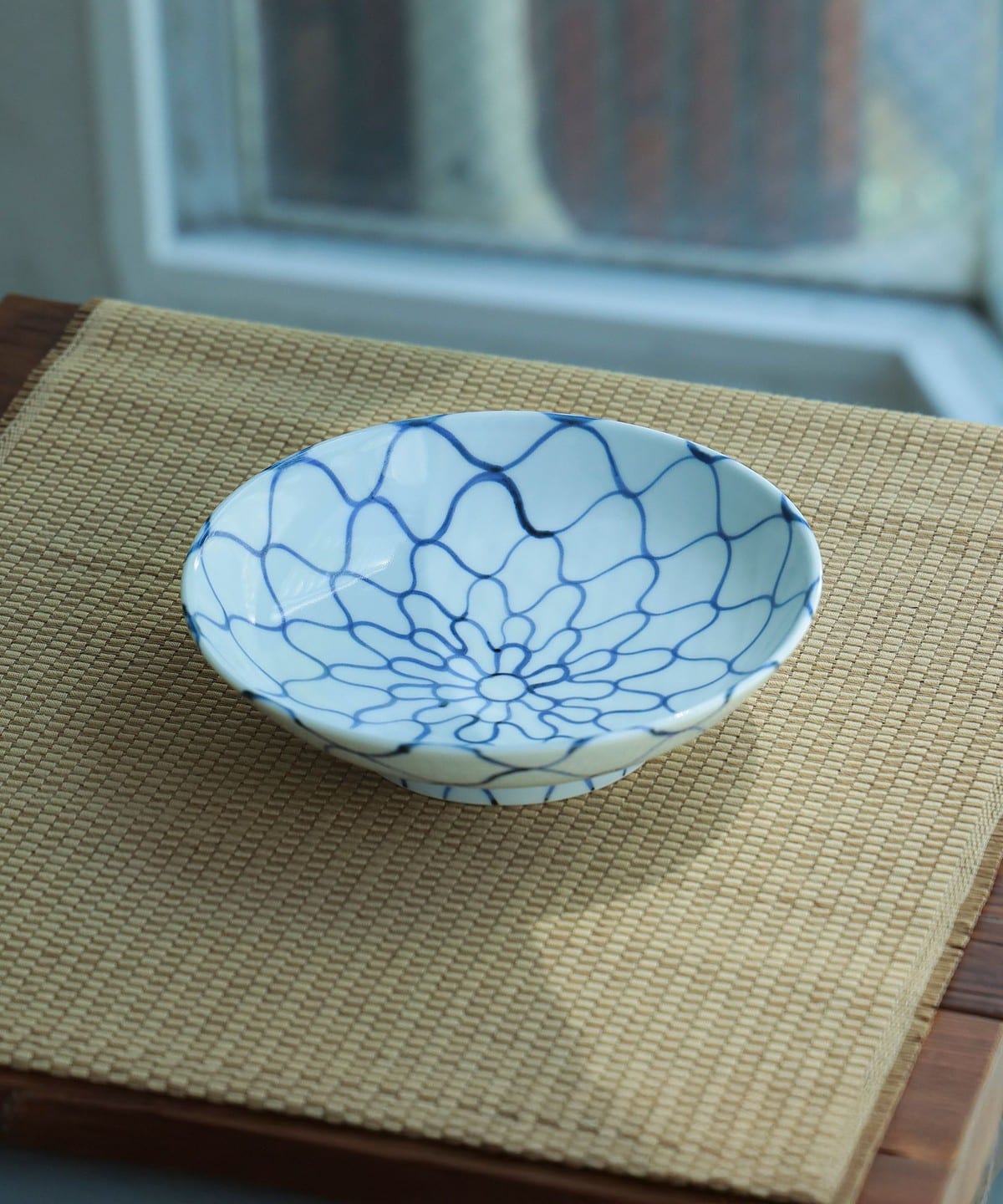 阿部眞士造染付丸文長方面取陶筥　共箱　新品?未使用? 阿部眞士造染付丸文長方面取陶筥 共箱 新品?未使用?