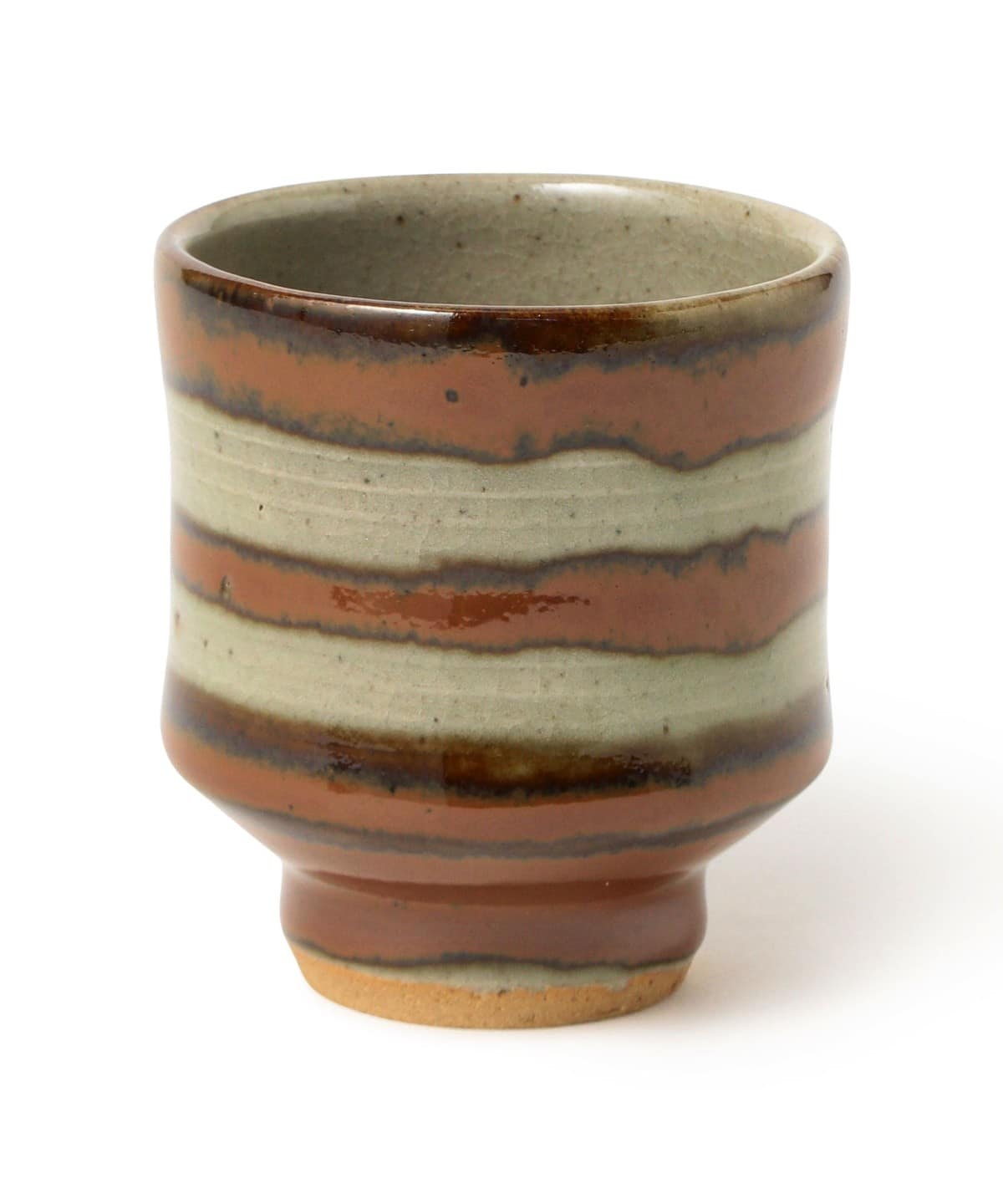 濱田窯 ハマダガマ / 益子焼 高台湯呑 食器・キッチン・食品 MEN 柿釉（抜ボーダー） ONE SIZE