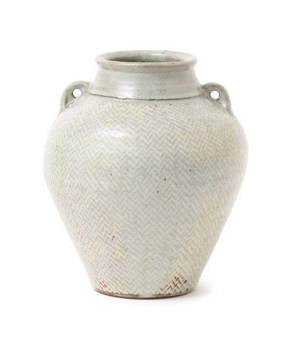 島岡桂　釉縄文象嵌　壷 fennica（フェニカ）島岡製陶所 / 島岡桂 縄文象嵌 耳付壷