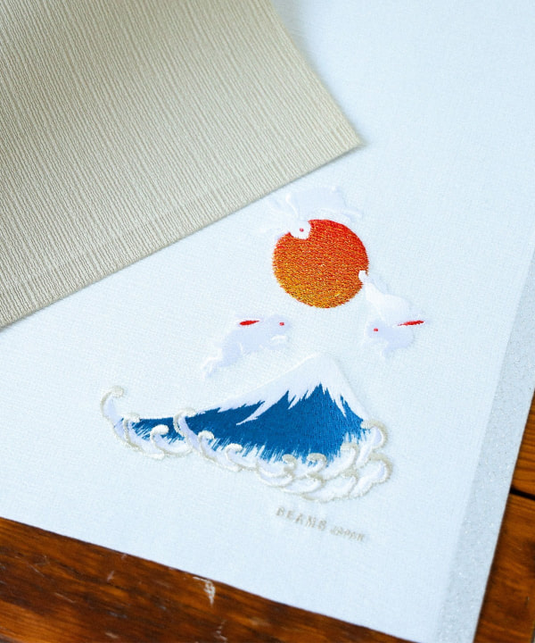 BEAMS JAPAN（ビームス ジャパン）紅白 刺繍 ランチョンマット