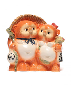 BEAMS JAPAN / 別注 信楽焼 オレンジ たぬき カップル