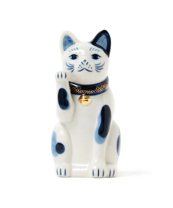 中外陶園 / 瀬戸 招き猫 染付 右手 5号