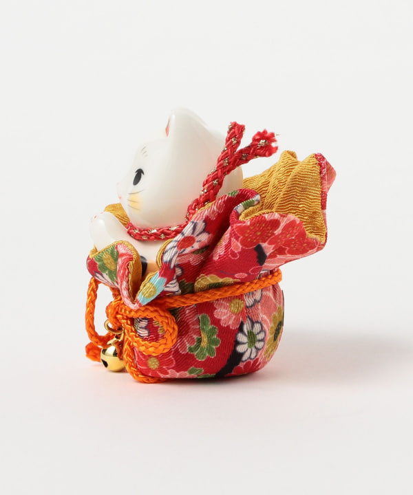 中外陶園 / 薬師窯 彩絵ふく福巾着 おねがい猫 小