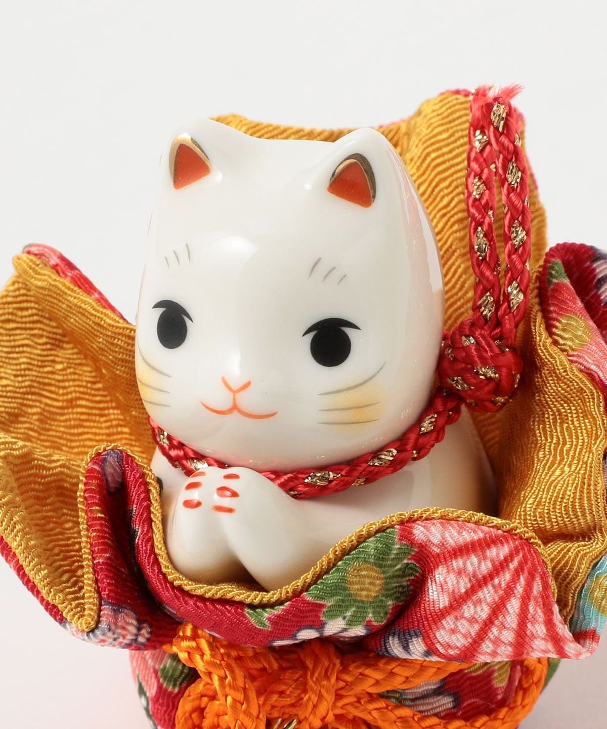 中外陶園 / 藥師窯 彩繪福氣束口袋 祈願貓 小