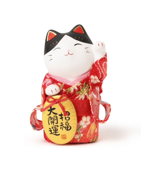 中外陶園 / 薬師窯 錦彩ちりめん小判 招き猫 小