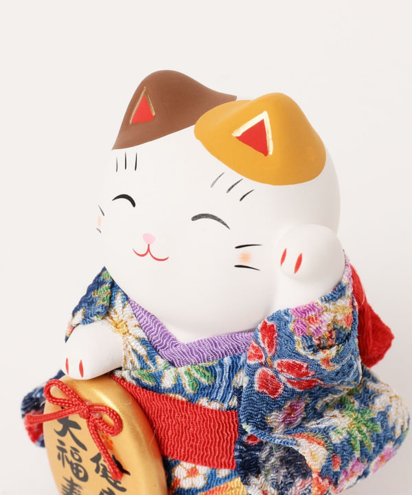 中外陶園 / 薬師窯 錦彩ちりめん小判 招き猫 小