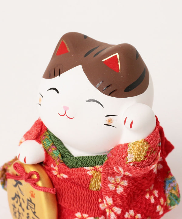 中外陶園 / 薬師窯 錦彩ちりめん小判 招き猫 小