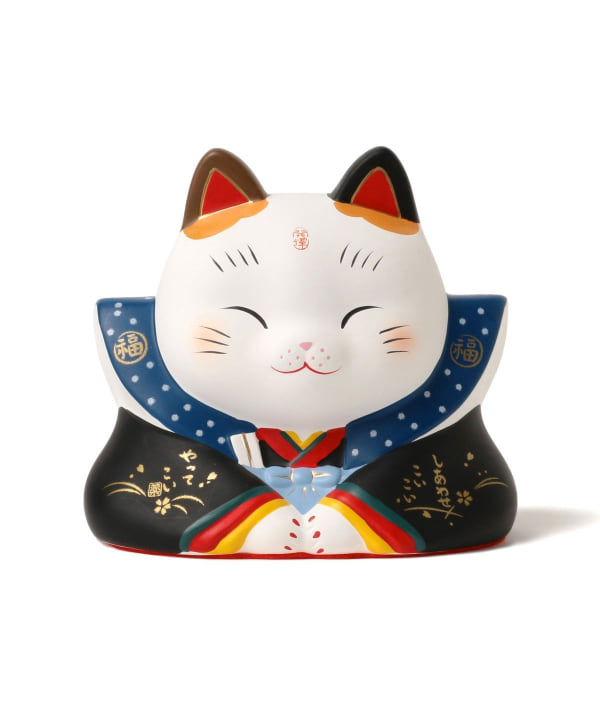中外陶園 / 薬師窯 錦彩福助 招き猫 小