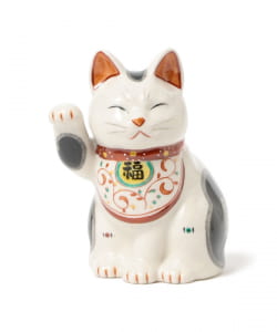 中外陶園 / 薬師窯 陶彩万福唐草 招き猫 中