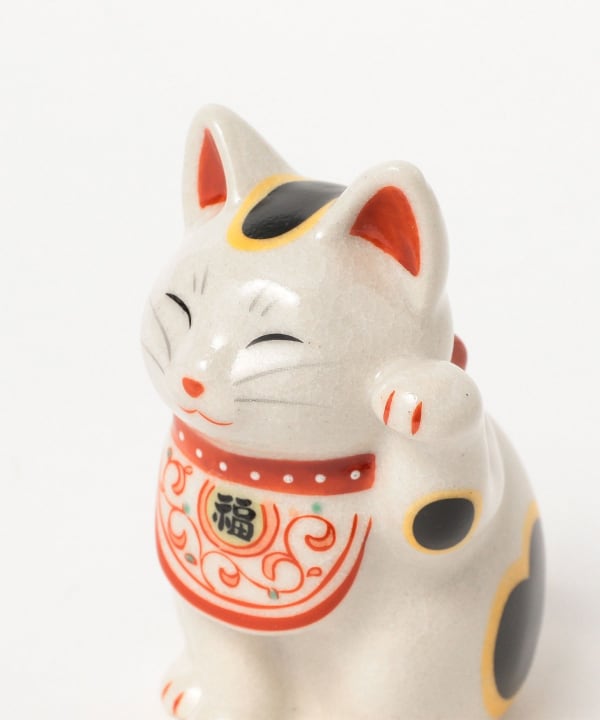中外陶園 / 薬師窯 陶彩万福唐草 招き猫 小