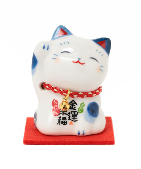 中外陶園 / 薬師窯 染錦お金 招き猫 鈴付