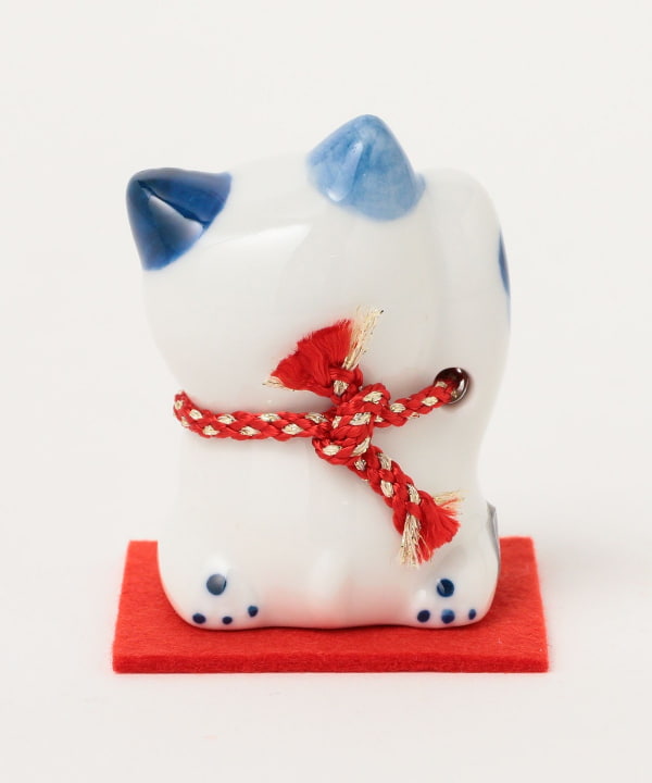 中外陶園 / 薬師窯 染錦お金 招き猫 鈴付
