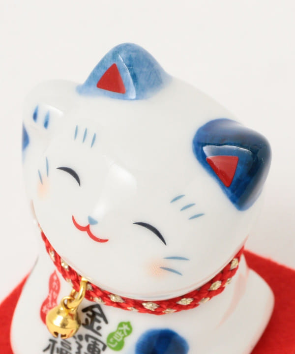 中外陶園 / 薬師窯 染錦お金 招き猫 鈴付
