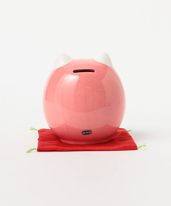 中外陶園 / 薬師窯 彩絵開運猫だるま 桜桃福 大 貯金箱