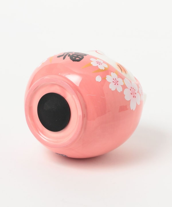 中外陶園 / 薬師窯 彩絵開運猫だるま 桜桃福 大 貯金箱