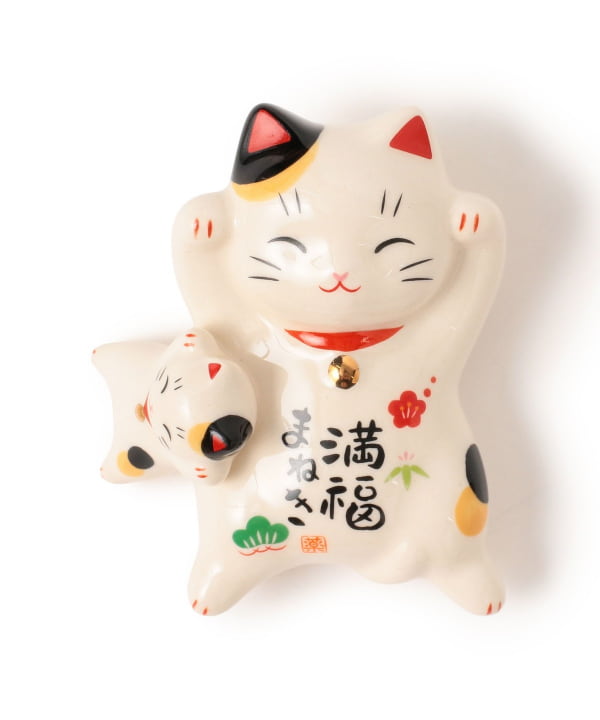 中外陶園 / 薬師窯 満腹 招き猫 親子