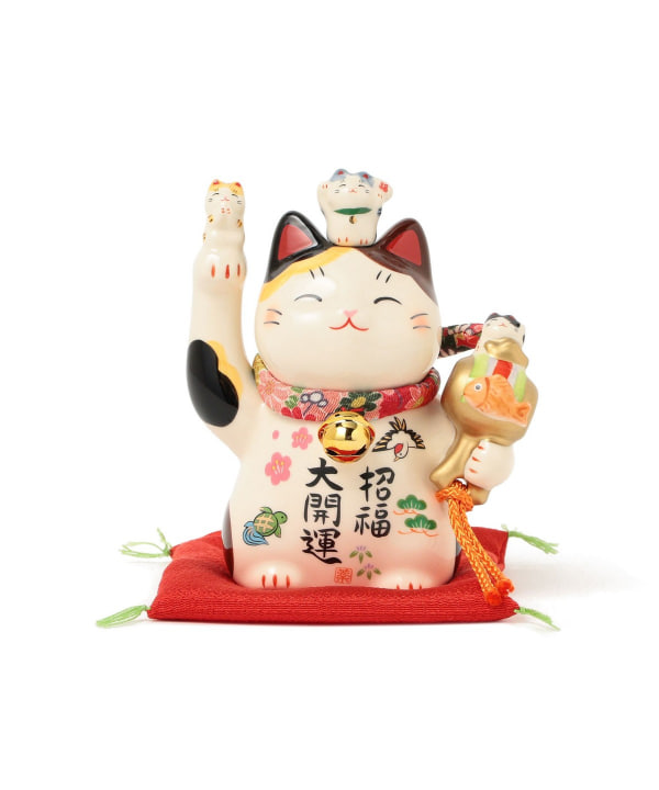 中外陶園 / 薬師窯 彩絵招福大開運 招き猫 4号