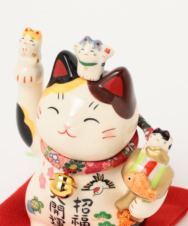 中外陶園 / 薬師窯 彩絵招福大開運 招き猫 4号