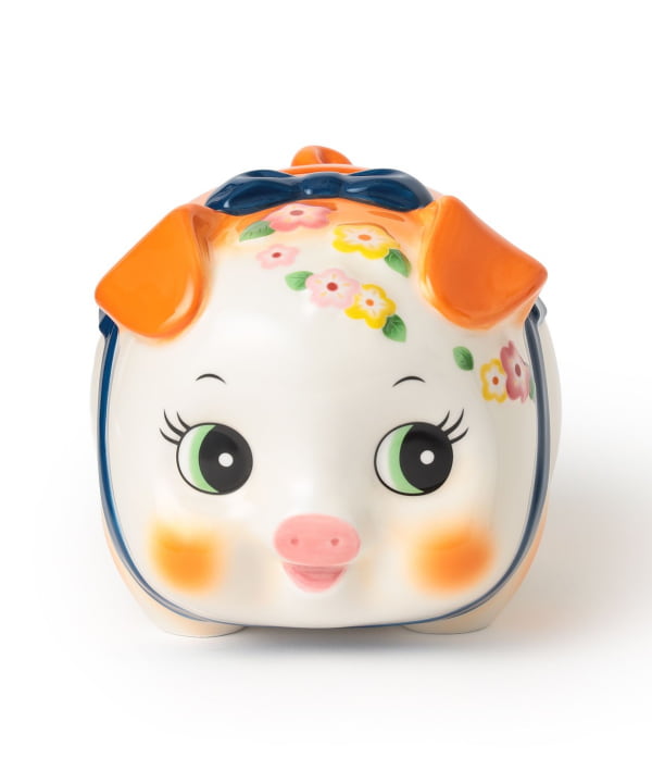 【別注】中外陶園 / ブタ貯金箱 大 橙