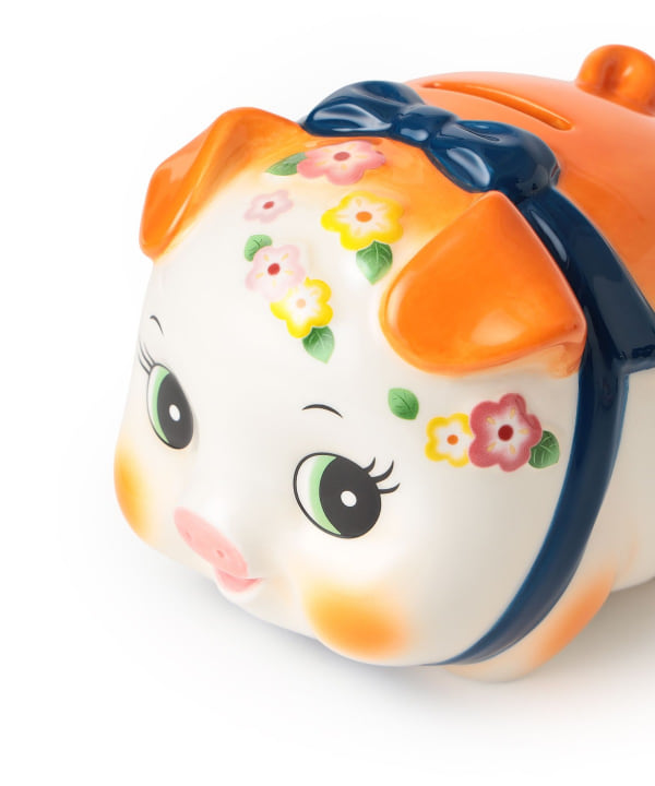 【別注】中外陶園 / ブタ貯金箱 大 橙